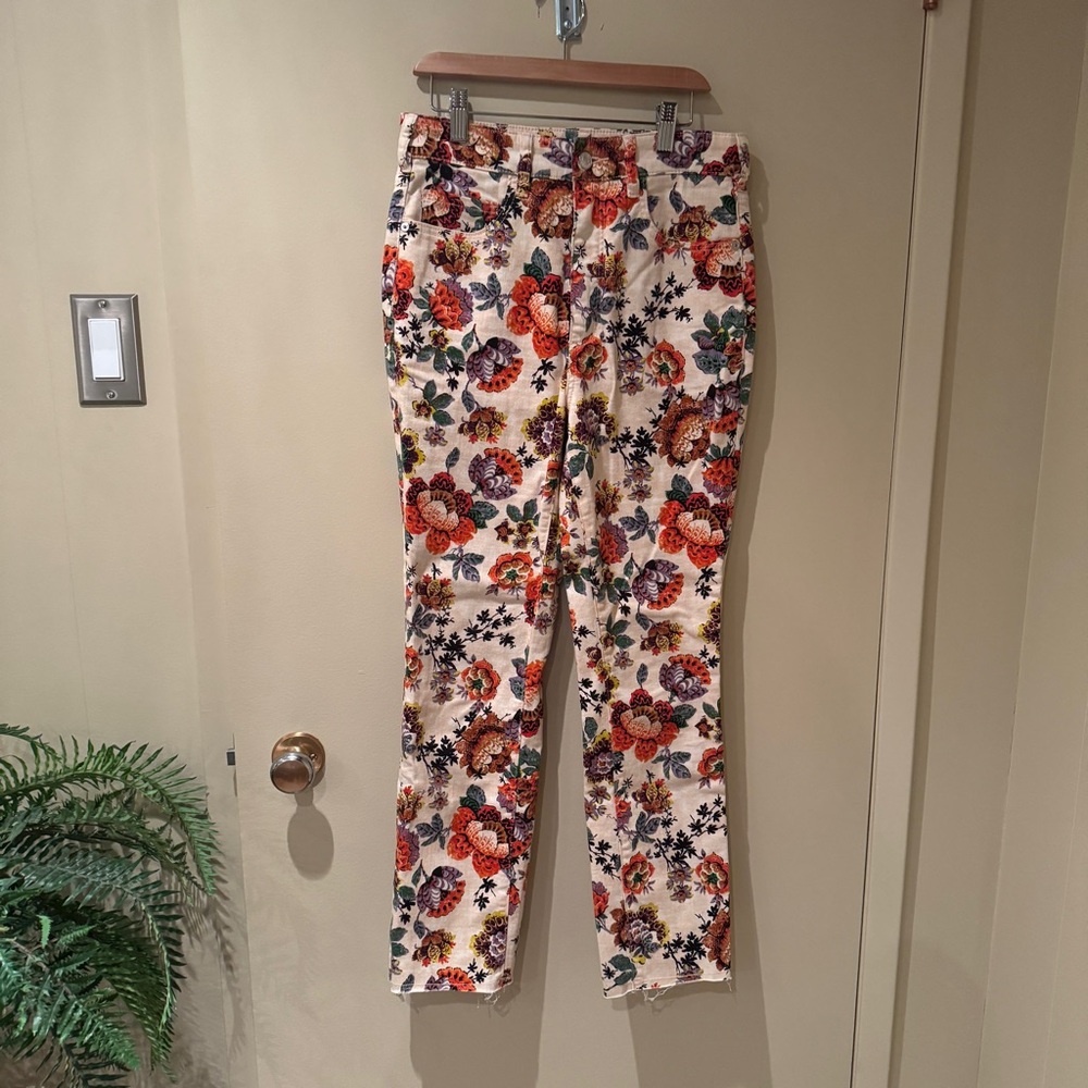Anthropologie Vintage floral pattern high waisted crop pants 27